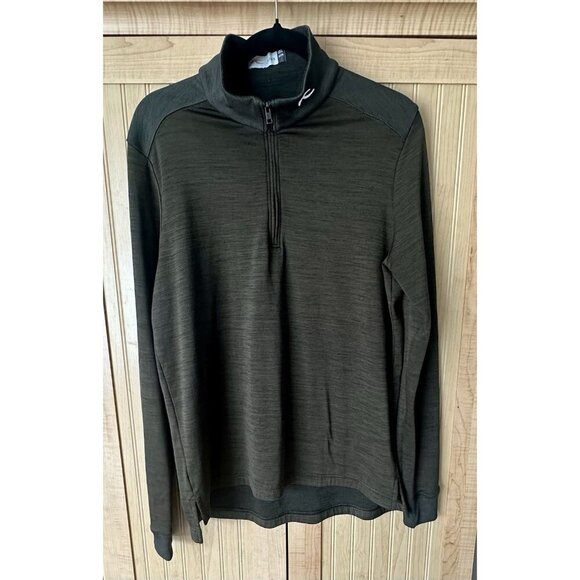 KJUS David Midlayer Half Zip Golf Pullover Dark Olive Men's Size M EU 50 - Picture 1 of 6